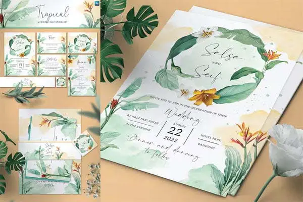 Tropical Wedding Invitation Set