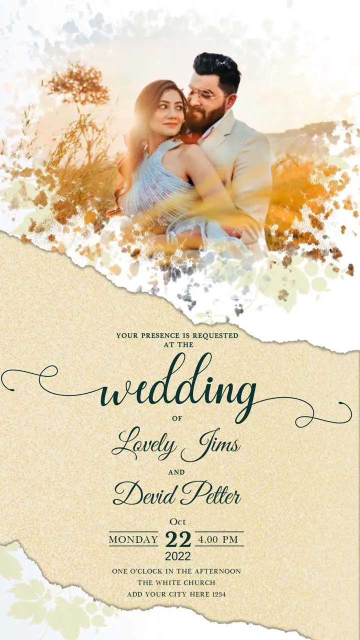 Wedding Invitation With Picture PSD