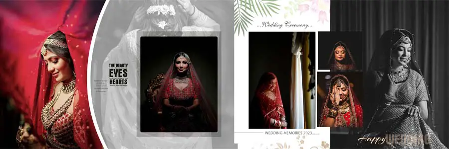 Bride Close-up Photo Album Design 12x36 PSD template for album designers