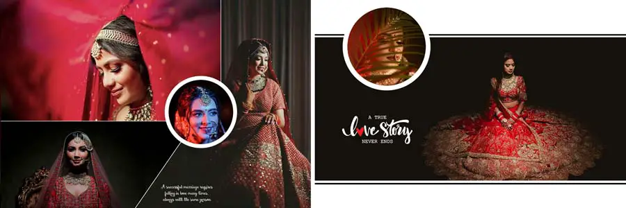 Bride Close-up Photo Album Design 12x36 PSD template for album designers
