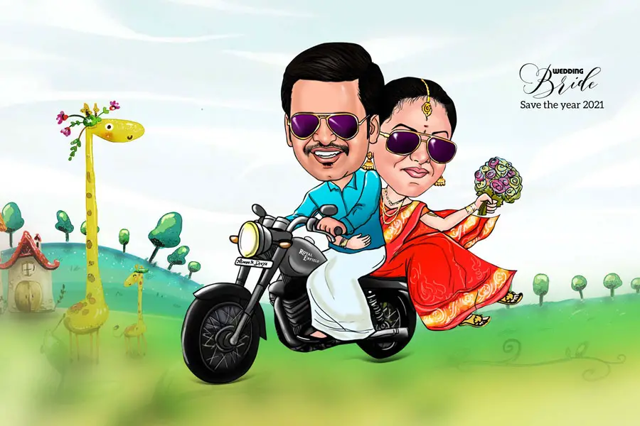 Digital Cartoon Couple Caricature PSD Templates