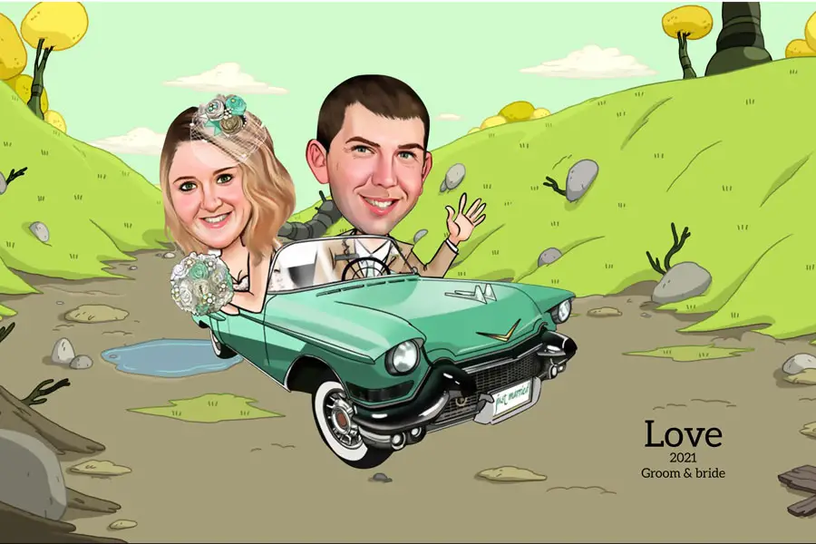 Couple Caricature PSD Templates