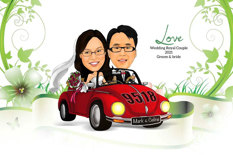 Couple Caricature PSD Templates