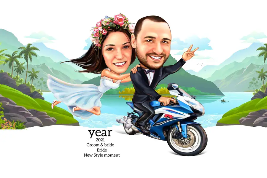 Couple Caricature PSD Templates