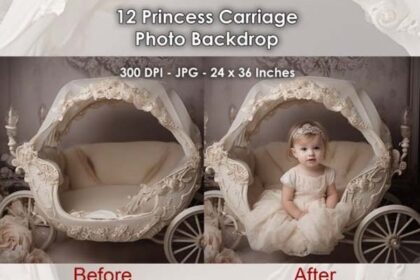 12 Princess Carriage Photo Backdrop JPG