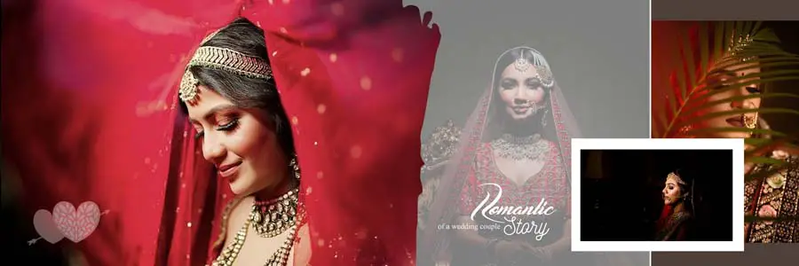 Bride Close-up Photo Album Design 12x36 PSD template for album designers