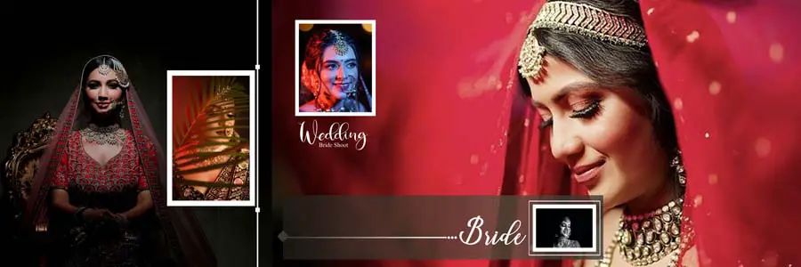 Bride Close-up Photo Album Design 12x36 PSD template for album designers