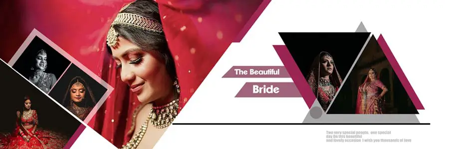 Bride Close-up Photo Album Design 12x36 PSD template for wedding photographers and album designers