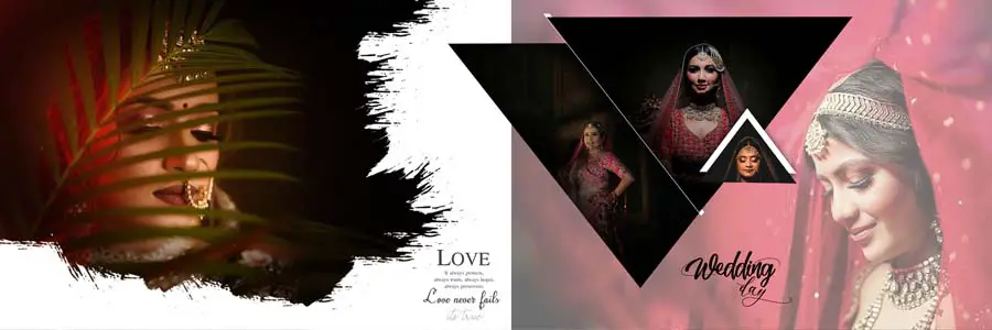 Bride Close-up Photo Album Design 12x36 PSD template for wedding photographers and album designers