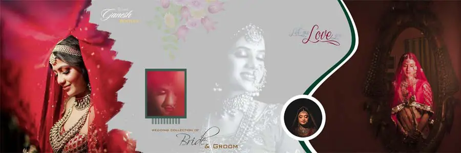 Bride Close-up Photo Album Design 12x36 PSD template for wedding photographers and album designers