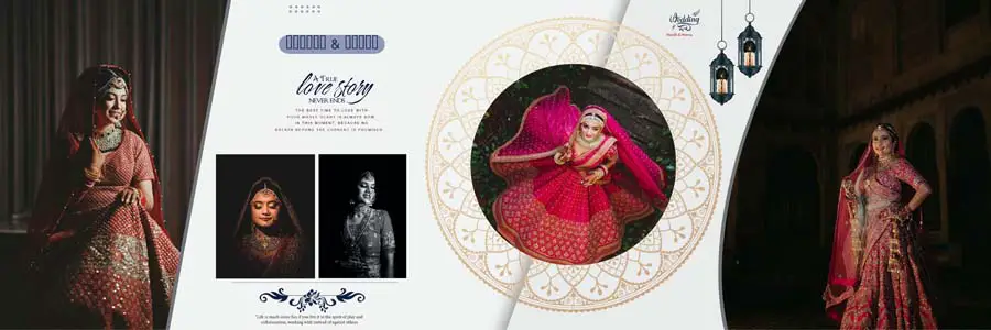 Bride Close-up Photo Album Design 12x36 PSD template for wedding photographers and album designers