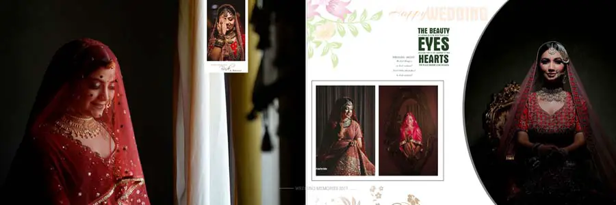 Bride Close-up Photo Album Design 12x36 PSD template for wedding photographers and album designers