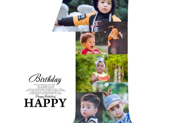 First Birthday Photo Collage PSD Template