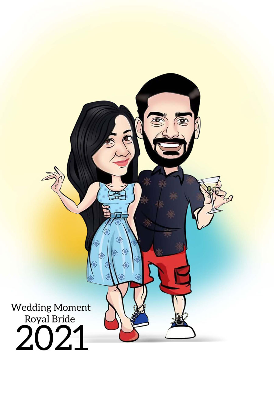 Cartoon Couple Caricatures PSD Templates