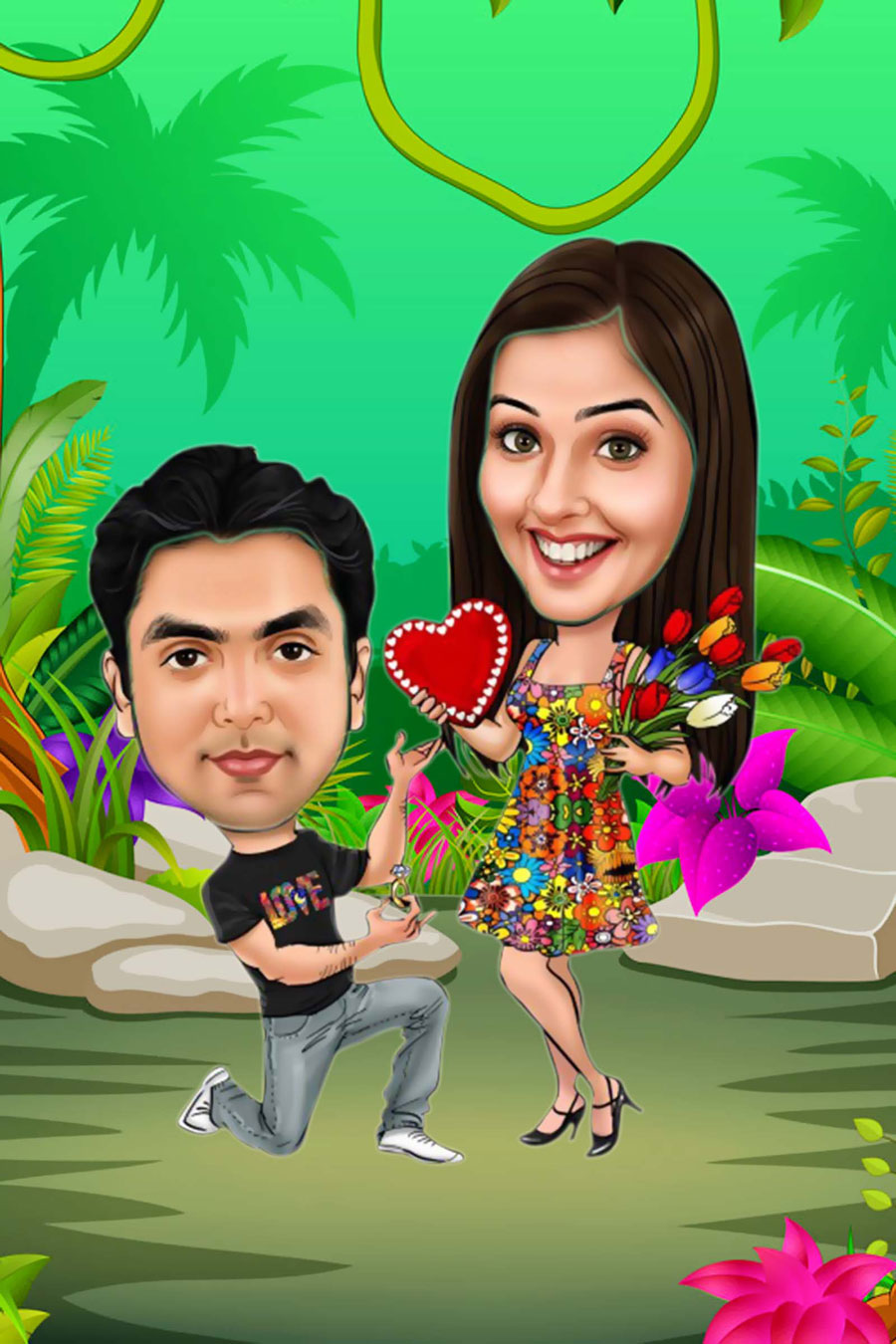 Cartoon Couple Caricatures PSD Templates