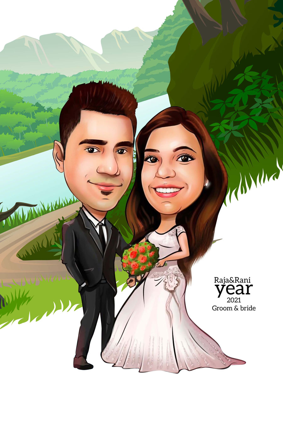 Couple Caricatures PSD Templates