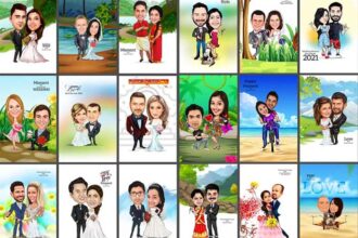 Top 20 Digital Cartoon Couple Caricatures PSD Templates