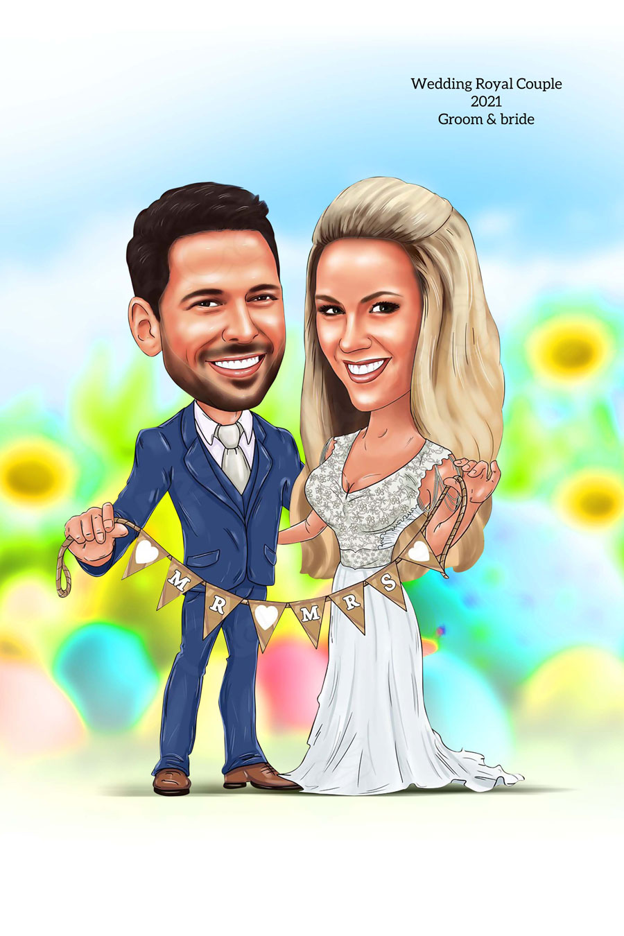 Cartoon Couple Caricatures PSD Templates