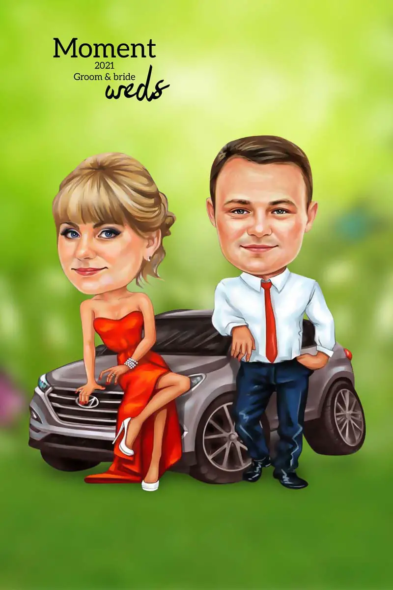 Digital Couple Caricatures PSD Templates