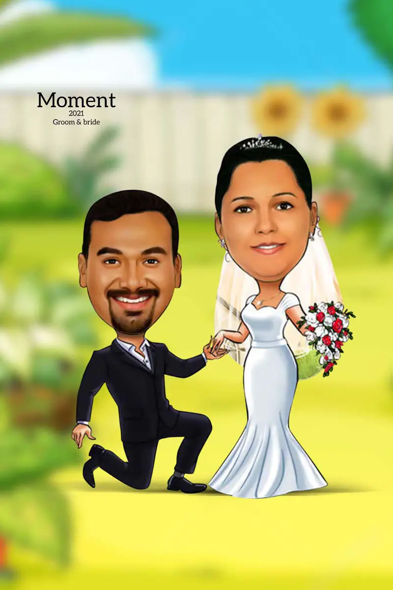 Digital Couple Caricatures PSD Templates