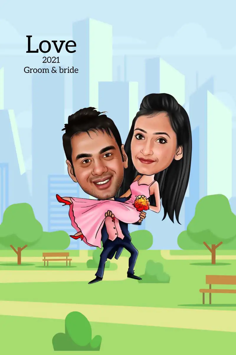 Digital Couple Caricatures PSD Templates