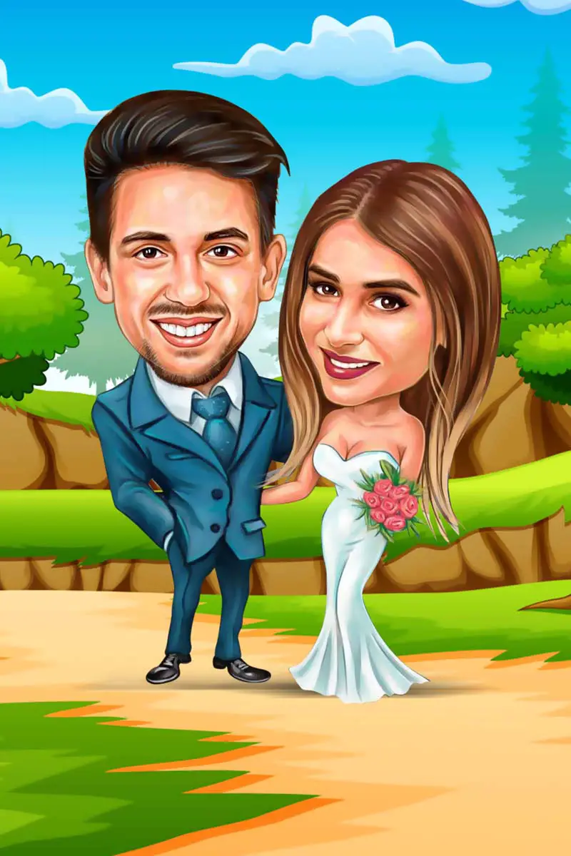 Digital Couple Caricatures PSD Templates