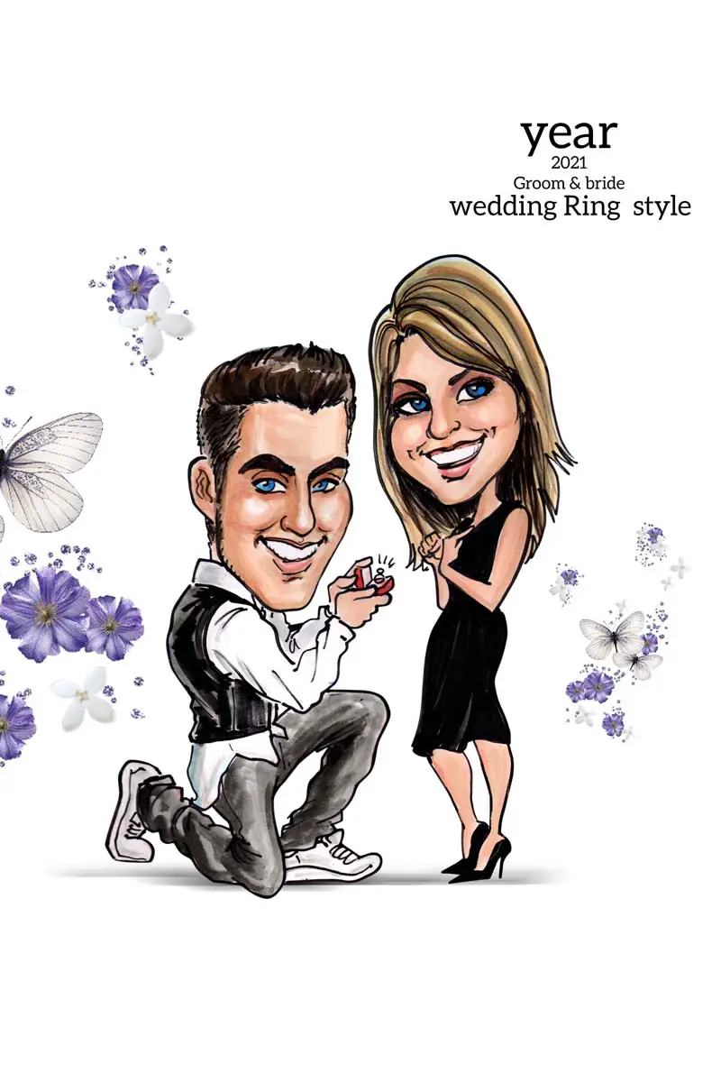 Digital Couple Caricatures PSD Templates