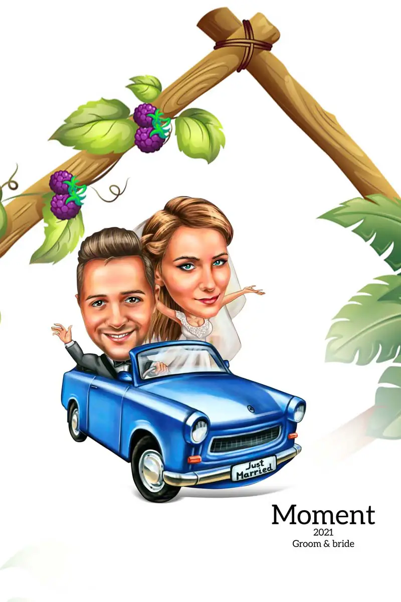 Digital Couple Caricatures PSD Templates