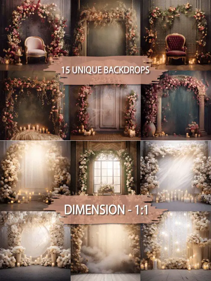 Wedding Overlay Digital Backdrops Bundle