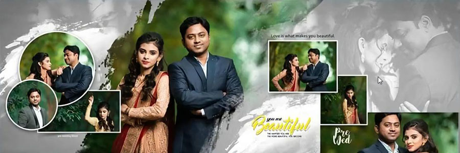 Free Modern Pre-Wedding Photo Album Design PSD Templates 12x36