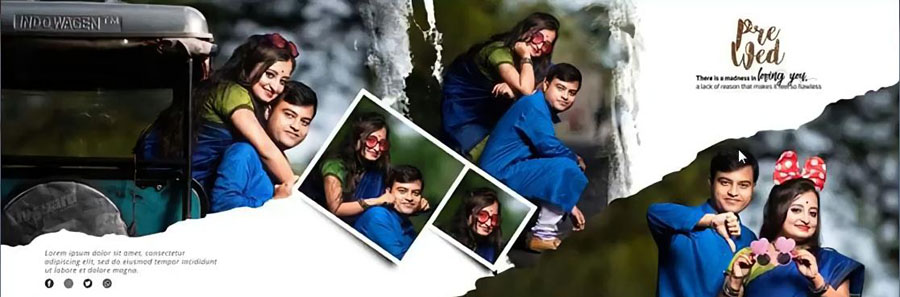 Free Modern Pre-Wedding Photo Album Design PSD Templates 12x36