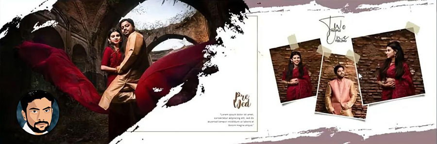 Pre-Wedding Album Design PSD Templates 12x36