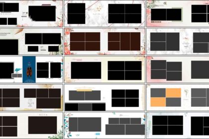20 Tintone Floral Album Design 12x36 PSD Templates