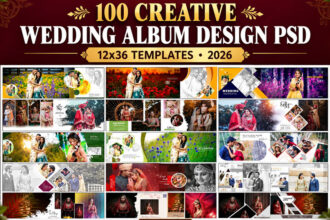 100 Creative Wedding Album Design PSD Templates 12x36 (2026)