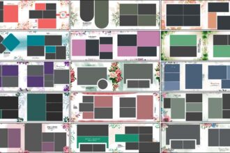 Elegant Floral Wedding Album Design 12x36 PSD Templates 2025
