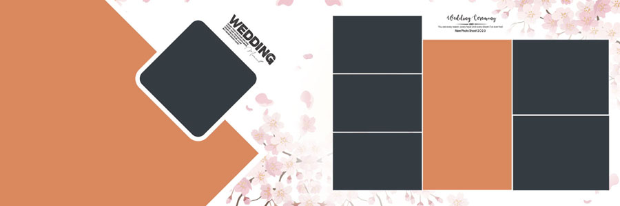 Modern Floral Wedding Album Design 12x36 PSD