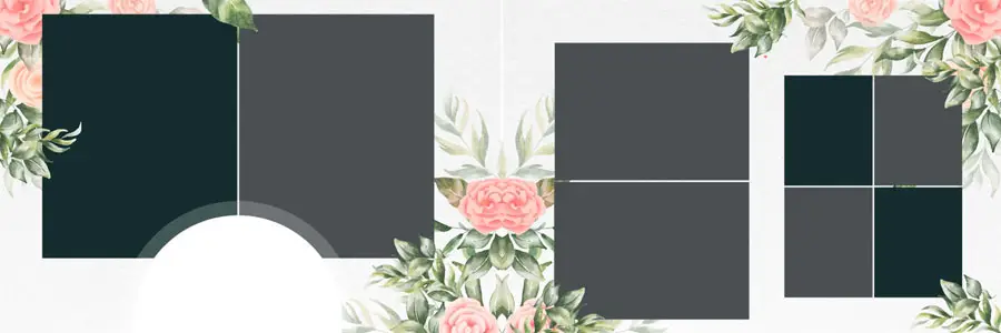 Modern Floral Wedding Album Design 12x36 PSD
