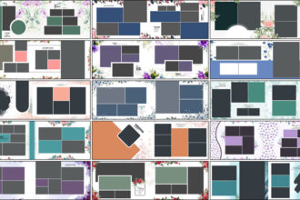 Modern Floral Wedding Album Design 12x36 PSD Templates For Photoshop
