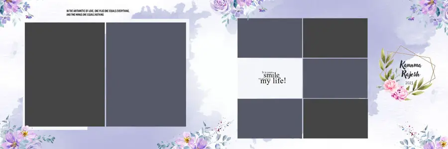 Modern Floral Wedding Album Design 12x36 PSD