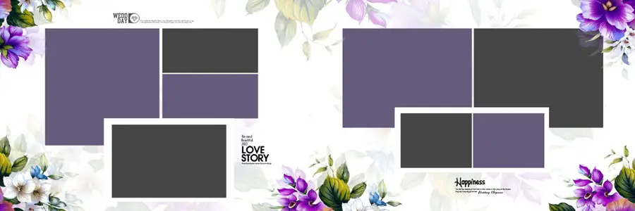 Modern Floral Wedding Album Design 12x36 PSD