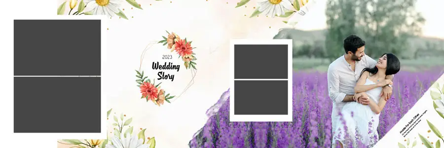 Modern Floral Wedding Album Design 12x36 PSD