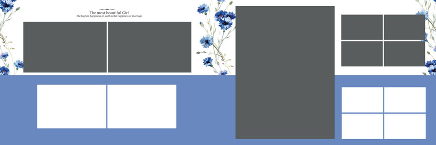 Modern Floral Wedding Album Design 12x36 PSD