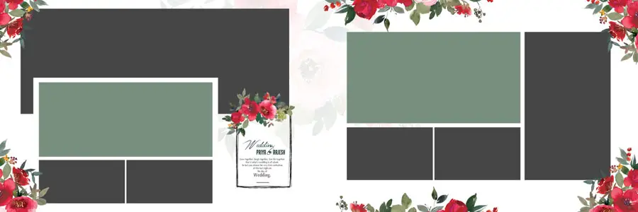 Modern Floral Wedding Album Design 12x36 PSD
