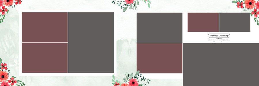 Modern Floral Wedding Album Design 12x36 PSD