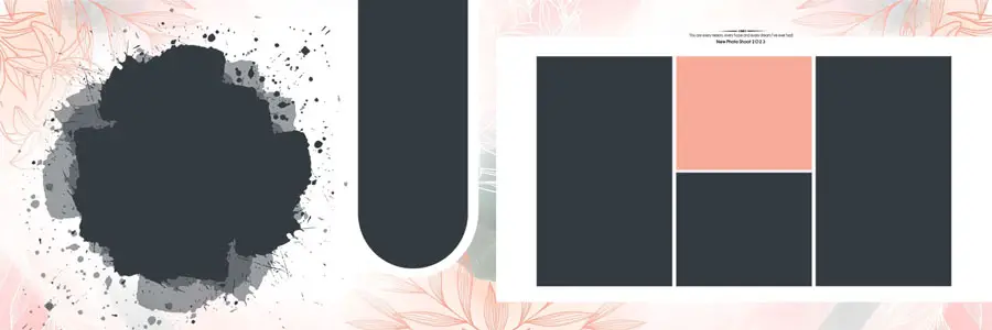 Modern Floral Wedding Album Design 12x36 PSD