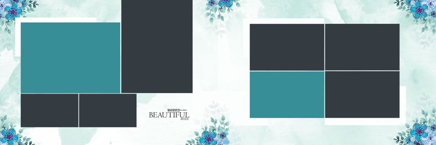 Modern Floral Wedding Album Design 12x36 PSD