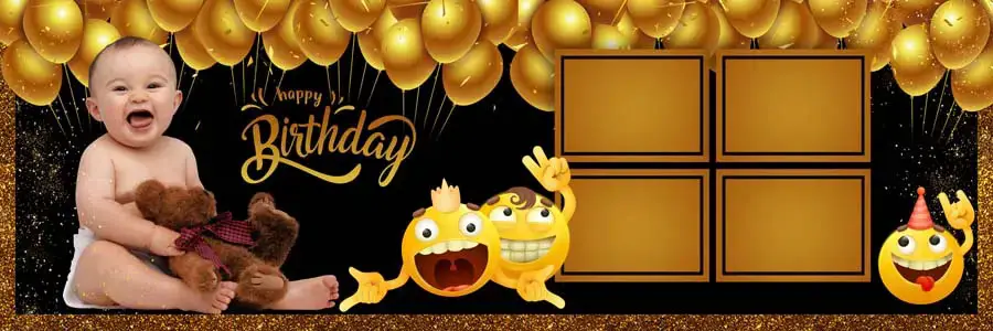 1st birthday album PSD 12x36 — colorful confetti background layout