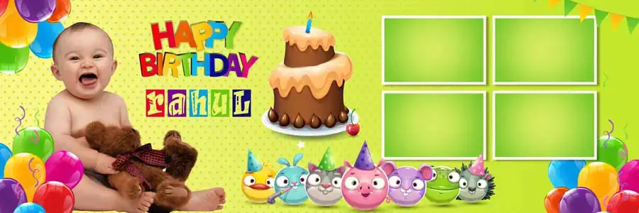 1st birthday album PSD 12x36 — download free editable PSD template preview
