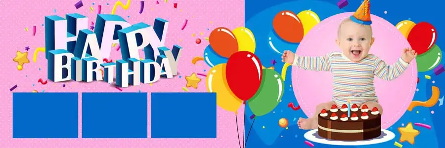 first birthday photo album PSD 12x36 — modern minimal layout for printing