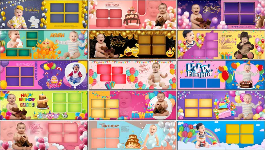 1st Birthday Album Design 12x36 PSD Free Download